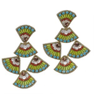 Bahia Fan Earrings by Suzanna Dai, $200